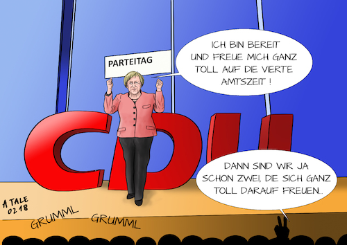 Cartoon: Begeisterung bei der CDU (medium) by Ago tagged cdu,angela,merkel,parteitag,zustimmung,regierungsbildung,groko,grosse,koalition,widerstand,kritik,parteibasis,nachfolge,kurs,verjüngung,neue,gesichter,minister,kabinett,verluste,volksparteien,politik,karikatur,cartoon,pressezeichnung,illustration,tale,agostino,natale,cdu,angela,merkel,parteitag,zustimmung,regierungsbildung,groko,grosse,koalition,widerstand,kritik,parteibasis,nachfolge,kurs,verjüngung,neue,gesichter,minister,kabinett,verluste,volksparteien,politik,karikatur,cartoon,pressezeichnung,illustration,tale,agostino,natale