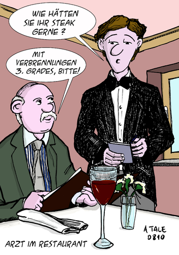 Cartoon: Gut durch (medium) by Ago tagged fleisch,doctor,arzt,eat,essen,steak,restaurant