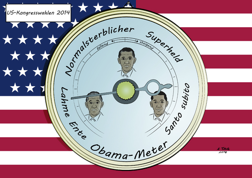 Cartoon: Obama-Meter (medium) by Ago tagged barack,obama,präsident,usa,wahlen,kongresswahlen,senat,repräsentantenhaus,demokraten,republikaner,popularität,stimmungstief,barometer,karikatur,barack,obama,präsident,usa,wahlen,kongresswahlen,senat,repräsentantenhaus,demokraten,republikaner,popularität,stimmungstief,barometer,karikatur