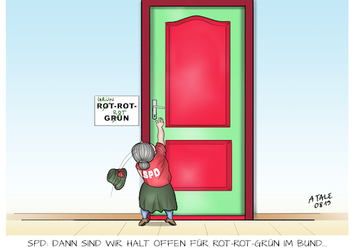 Cartoon: Offen für Rot-Rot-Grün (medium) by Ago tagged spd,debatte,gedankenspiele,bund,berlin,regierung,koalition,linke,grünen,nächste,bundestagswahlen,keine,groko,malu,dreyer,klingbeil,interview,sozialdemokraten,schwach,nur,juniorpartner,alte,tante,tür,öffnen,politik,karikatur,cartoon,pressezeichnung,illustration,tale,agostino,natale,rot,spd,debatte,gedankenspiele,bund,berlin,regierung,koalition,linke,grünen,nächste,bundestagswahlen,keine,groko,malu,dreyer,klingbeil,interview,sozialdemokraten,schwach,nur,juniorpartner,alte,tante,tür,öffnen,politik,karikatur,cartoon,pressezeichnung,illustration,tale,agostino,natale