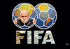 Cartoon: FIFA platt (small) by Ago tagged fifa,fußball,skandal,korruption,rücktritt,sepp,blatter,bestechung,geld,gier,logo,karikatur