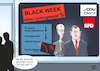 Cartoon: Schwarze Woche... (small) by Ago tagged deutschland,regierung,koalition,schwarz,rot,cdu,csu,spd,kanzler,friedrich,merz,finanzminister,vize,lars,klingbeil,schwarze,woche,negative,entwicklung,umfragewerte,prognose,steuereinnahmen,veto,bundesrat,streit,differenzen,koalitionspartner,schlechte,noten,bevölkerung,black,week,politik,caricature,karikatur,cartoon,pressezeichnung,illustration,ago,agostino,natale
