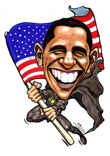 Cartoon: caricature of Barack Obama (medium) by jit tagged caricature,barack,obama,black,us,president