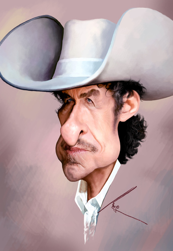 Cartoon: Bob Dylan (medium) by besikdug tagged bob,dylan,besikdug,besik,dugashvili,karikature