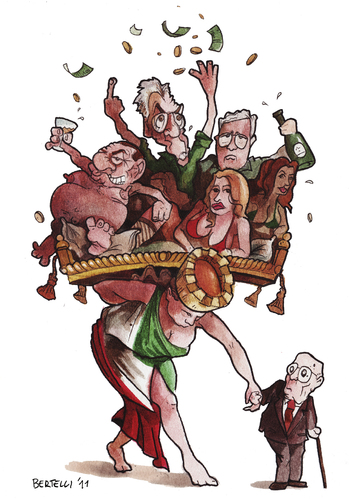 Cartoon: Italian government (medium) by matteo bertelli tagged berlusconi,italian,goverment,crisis,silvio berlusconi,italien,silvio,berlusconi