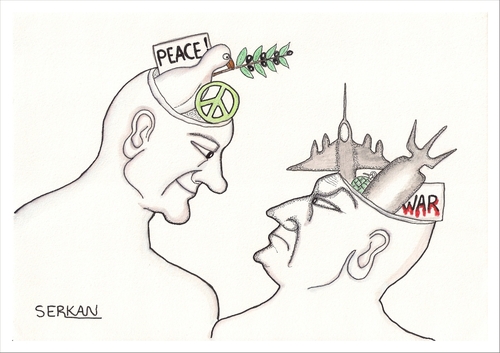 Cartoon: PEACE and WAR MEN (medium) by serkan surek tagged surekcartoons