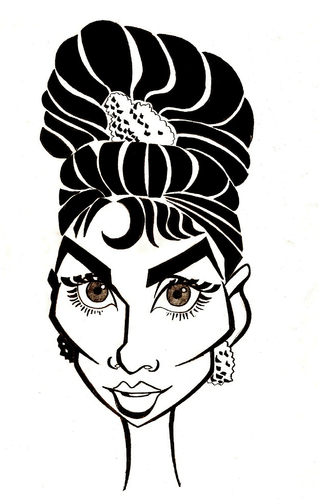 Cartoon: Audrey Hepburn (medium) by Xavi dibuixant tagged oscar,actress,film,cinema,star,hollywood,hepburn,audrey,audrey,hepburn,uk,schauspielerin,star,gesicht,frau,portrait,karikatur,frisur,hochfrisur,steckfrisur,wangenknochen,tiffany