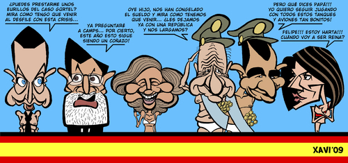 Cartoon: Dia de la hispanidad (medium) by Xavi dibuixant tagged rey,spain,espana,gobierno,12,de,octubre,hispanidad