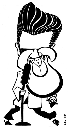 Cartoon: Elvis Presley (medium) by Xavi dibuixant tagged music,roll,and,rock,caricature,presley,elvis,elvis presley,sänger,musiker,karikatur,portrait,illustration,musik,elvis,presley