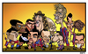Cartoon: FC Barcelona 2011 (small) by Xavi dibuixant tagged fcb,fc,barcelona,2011,victor,valdes,abidal,puyol,pique,alves,xavi,iniesta,busquets,messi,pedro,villa,caricatura,caricature,cartoon