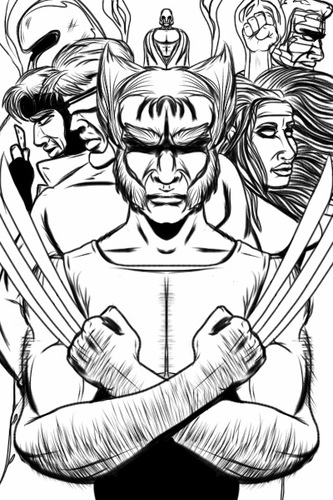 Cartoon: X-men Cover (medium) by cesar mascarenhas tagged xmen,wolverine,gambit,storm,juggnaut,magneto,sketchbook,mobile,ipodtouch