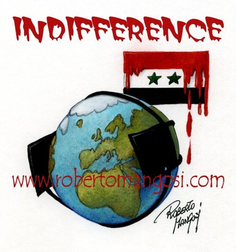 Cartoon: INDIFFERENCE (medium) by Roberto Mangosi tagged syria,war,blood