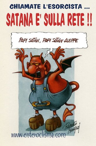 Cartoon: Satana is online (medium) by Roberto Mangosi tagged religion,vatican
