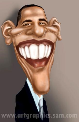 Cartoon: Barack Obama (medium) by takacs tagged obama,barack,caricature,karikatur,karikatura,portrait,drawing