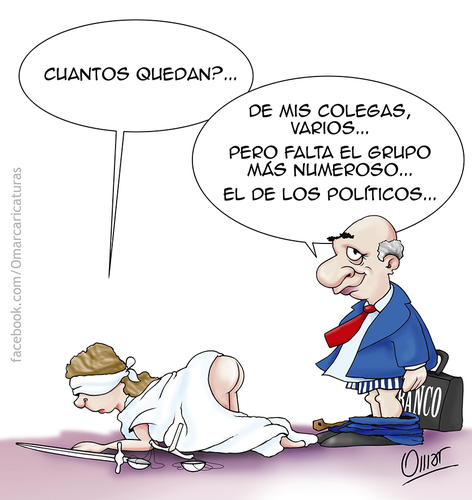 Cartoon: justicia (medium) by riva tagged justicia,politicos,banqueros,bancos,espana,corrupcion