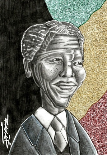 Cartoon: Nelson Rolihlahla Mandela (medium) by Recep ÖZCAN tagged nelson,rolihlahla,mandela