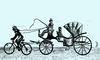 Cartoon: Carriage and Bicycle (small) by Recep ÖZCAN tagged carriage bicycle
