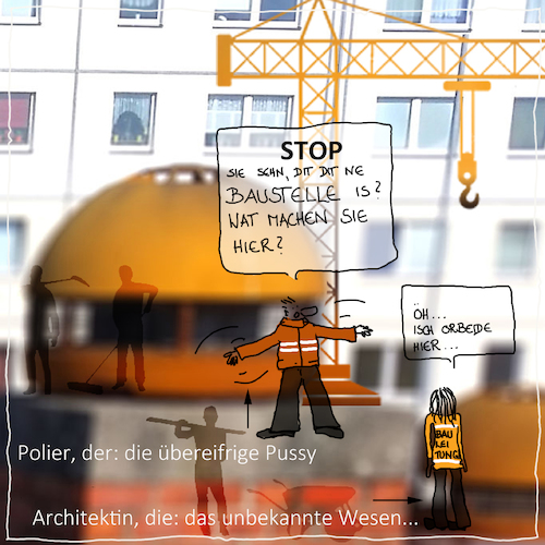 Cartoon: Die Architektin (medium) by kika tagged architektur,bauleiter,bauleiterin,bauleitung,baustelle,polier