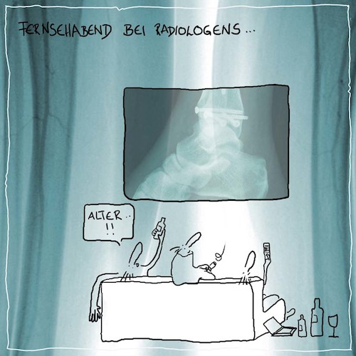Cartoon: Feierabend bei Radiologen (medium) by kika tagged radiologie,röntgen,feierabend,radiologen