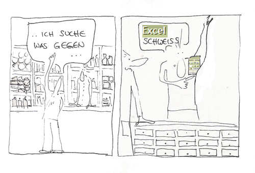 Cartoon: ich such was gegen excelschweiss (medium) by kika tagged apotheke,excel