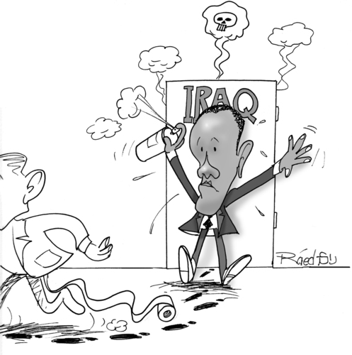 Cartoon: covering up (medium) by Raed Al-Rawi tagged obama,iraq