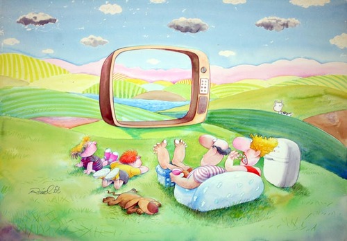 Cartoon: Nature TV (medium) by Raed Al-Rawi tagged tv,in,nature