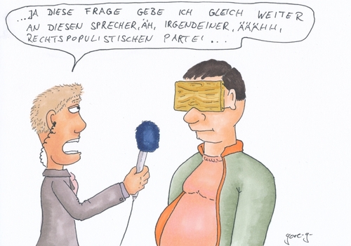 Cartoon: Brett vorm Kopp (medium) by gore-g tagged rechtspopulismus,reporter,rechte,nationale,parteien,brett,vorm,kopf