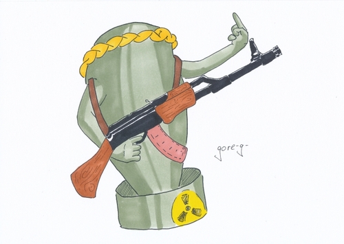 Cartoon: Tibummschenko (medium) by gore-g tagged timoschenko,ukraine,russlande,putin,erschiessen,kopfschuss,atomwaffen