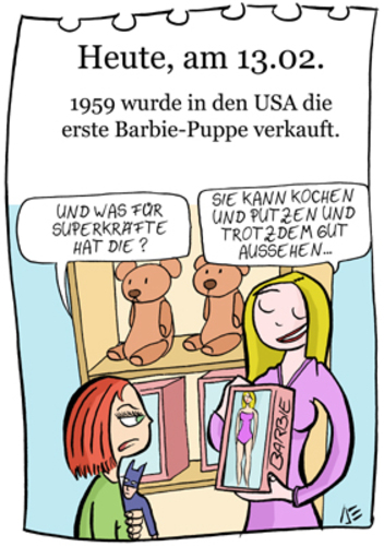 Cartoon: 13. Februar (medium) by chronicartoons tagged barbie,batman,superkräfte,spielzeug,cartoon