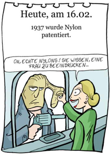 Cartoon: 16. Februar (medium) by chronicartoons tagged nylon,strumpf,bankraub,cartoon