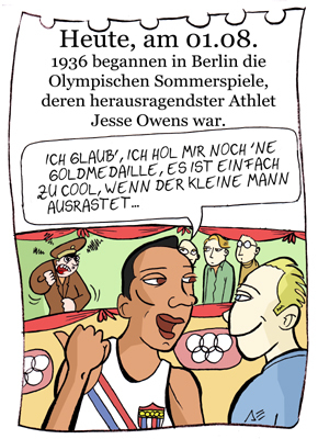 Cartoon: 1. August (medium) by chronicartoons tagged owens,olympiade