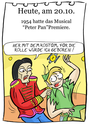 Cartoon: 20. Oktober (medium) by chronicartoons tagged peter,pan,neverland,michael,jackson,musical,cartoon