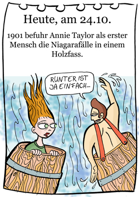 Cartoon: 24. Oktober (medium) by chronicartoons tagged niagarafälle,stunt,wasserfall,cartoon