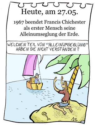 Cartoon: 27. Mai (medium) by chronicartoons tagged segelboot,inselwitz,meer,weltumseglung,cartoon