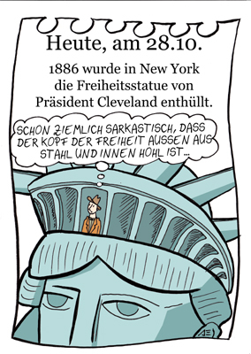 Cartoon: 28.Oktober (medium) by chronicartoons tagged freiheitsstatue,usa,cartoon