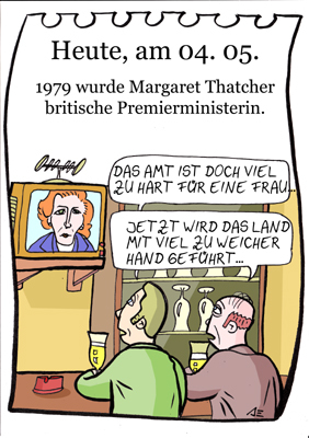 Cartoon: 4. Mai (medium) by chronicartoons tagged thatcher,premierminister,england,pub,cartoon