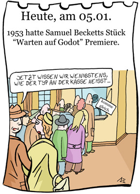 Cartoon: 5. Januar (medium) by chronicartoons tagged warten,auf,godot,absurdes,theater,beckett,cartoon