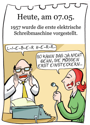 Cartoon: 7. Mai (medium) by chronicartoons tagged elektrische,schreibmaschine,sekretärin,büro