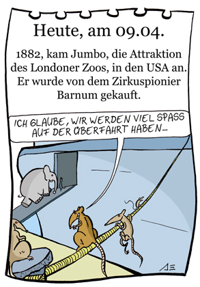 Cartoon: 9. April (medium) by chronicartoons tagged jumbo,zirkus,england,usa,ratte,schiff