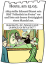 Cartoon: 15.Mai (small) by chronicartoons tagged manet bad frühstück im freien museum kunst ausstellung impressionismus cartoon