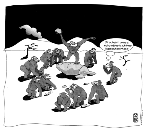 Cartoon: klassische phase (medium) by zenundsenf tagged vormenschen,affen,klassik,zenf,zensenf,zenundsenf