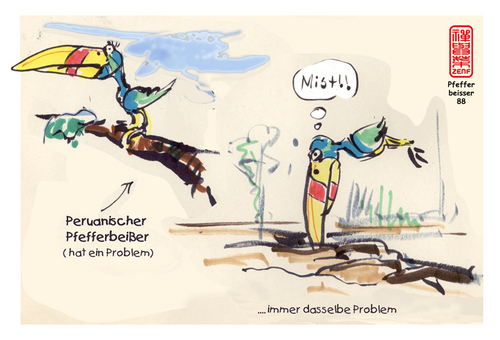 Cartoon: pfefferbeisser (medium) by zenundsenf tagged vogel,bird,pfefferbeisser,zenf,zensenf,zenundsenf,walter,andi