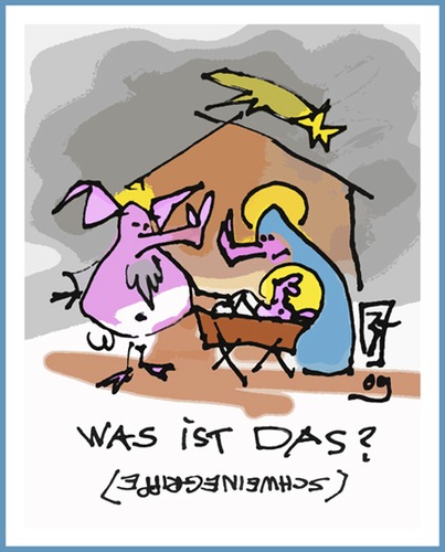 Cartoon: Schweinekrippe - swine flu (medium) by zenundsenf tagged schweinegrippe,krippe,swine,flu,jesus,betlehem,xmas,zenf,zensenf,zenundsenf,walter,andi