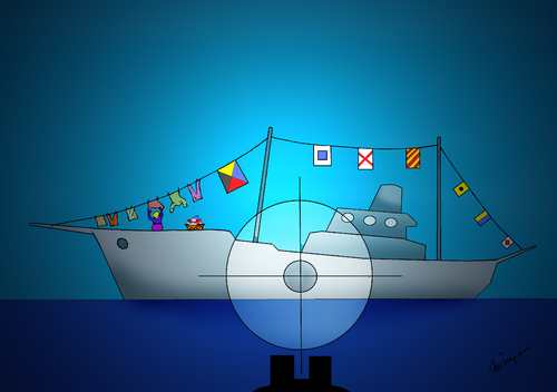 Cartoon: peace boat (medium) by huseyinalparslan tagged peace,boat,flag,terror,killer