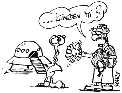 Cartoon: Icinden mi? (medium) by mart tagged uzayli,köylü