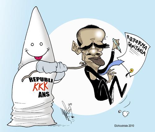 Cartoon: SANITARY REFORM (medium) by ELCHICOTRISTE tagged obama,sanitary,reform,republicans