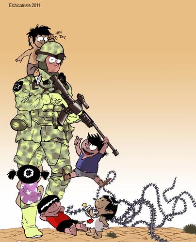 Cartoon: The way war should be (medium) by ELCHICOTRISTE tagged war,gaza,palestina