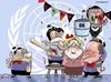 Cartoon: YOU ARE NOT INVITED (small) by ELCHICOTRISTE tagged berlusconi,gadaffi,war,in,libya,sarkozy,merkel,obama