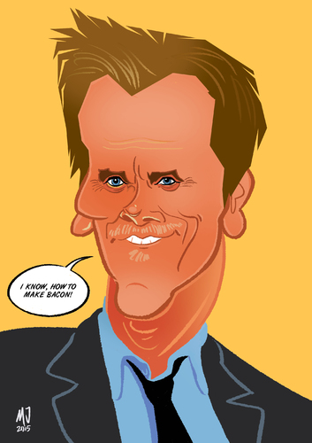 Cartoon: Bacon (medium) by Martynas Juchnevicius tagged kevin,bacon,cartoon,art,actor,celebrity,famous