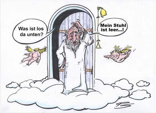 Cartoon: Himmlische Verwirrung (medium) by Peter Schnitzler tagged papst,benedikt,rücktritt